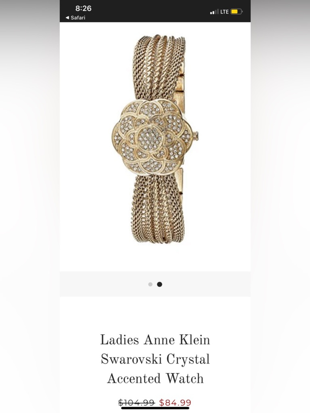 Anne Klein Gold Floral Crystal Multi-Strand Mesh Bracelet Watch